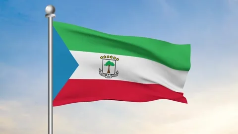 Equatorial Guinea Flag Waving In Blue Sky Stock Footage 240651193