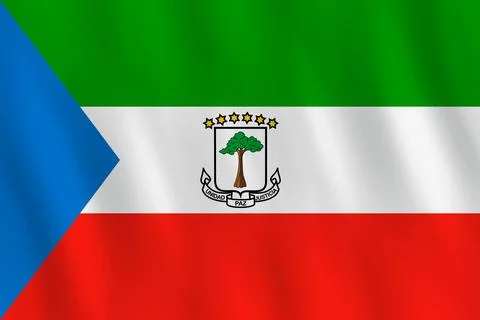 Equatorial Guinea flag with waving effect, official proportion. イラスト素材