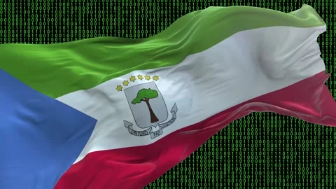 Equatorial Guinea flag - Waving flag on matrix binary code background Stock Footage 321421116