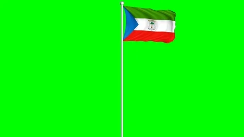 Equatorial Guinea Flag Waving Fluttering on Wind Loopable Green Screen Matte Stock Footage 77581216