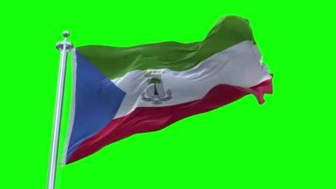 Equatorial Guinea Flag Waving in Loopable and Textured green screen background Stock Footage 296876640