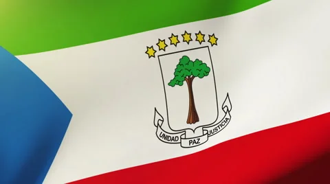 Equatorial Guinea flag waving in the wind. Looping sun rises style.  Animation Stock Footage 48888666