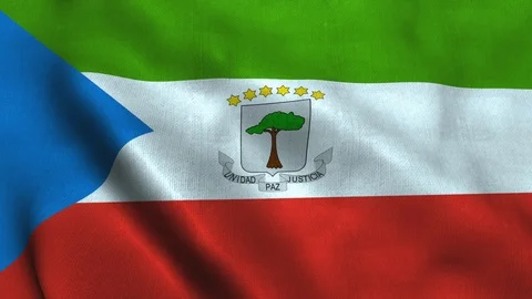 Equatorial Guinea flag waving in the wind. National flag of Equatorial Guinea Stock Footage 121588091