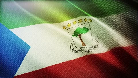 Equatorial guinea flag is waving in the wind 3D animation. Stock Footage 142224037
