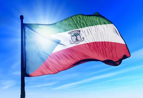 Equatorial guinea flag waving on the wind Stock Illustration