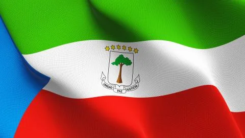 Equatorial Guinea flag waving on wind. Stock Illustration