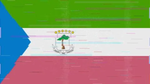 Equatorial Guinea Glitch Flag Vector - RGB Split Digital Video Frame Design Stock Illustration