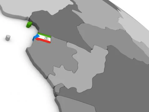 Equatorial Guinea on globe with flag Stock Illustration