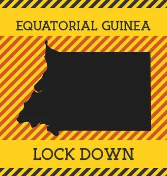 Equatorial Guinea Lock Down Sign. Yellow country pandemic danger icon. Vect.. Illustrazione stock