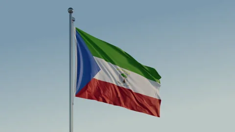 Equatorial Guinea Malabo Flag seamless loop Cinematic Realistic Waving Blue Sky Video stock 310874299