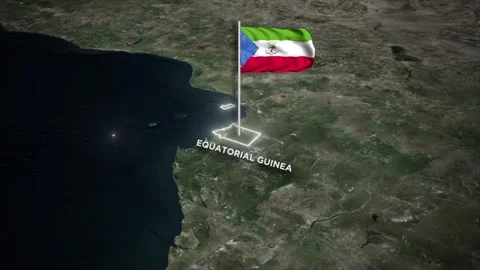Equatorial Guinea Map Animation, 3D Waving of Flag, Glowing Border on World Map Vídeos de archivo 334618498