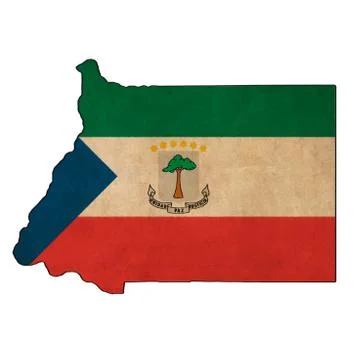 Equatorial guinea map on  flag drawing ,grunge and retro flag series Stock Illustration
