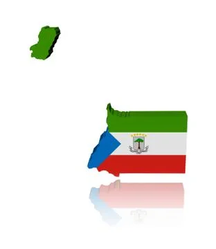 Equatorial guinea map flag with reflection illustration Stock Illustration