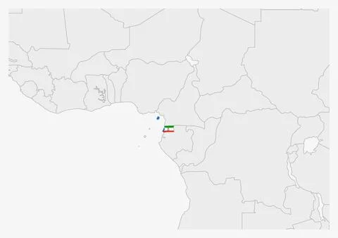 Equatorial Guinea map highlighted in Equatorial Guinea flag colors イラスト素材