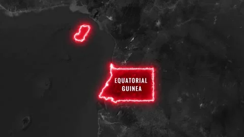 Equatorial Guinea map highlighted with glowing red outline and flag motion clip Stock-Footage 343951496