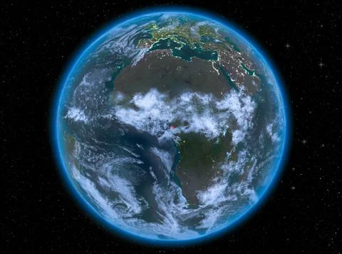 Equatorial Guinea at night on Earth Illustrazione stock
