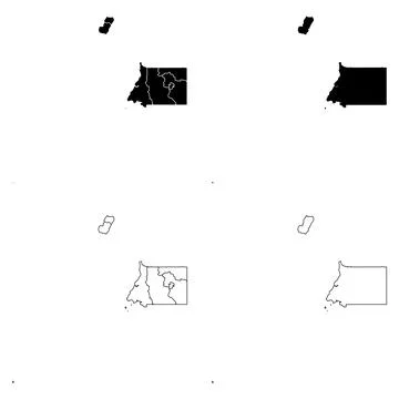 Equatorial Guinea Outline and Solid Fill Map Set. 스톡 일러스트