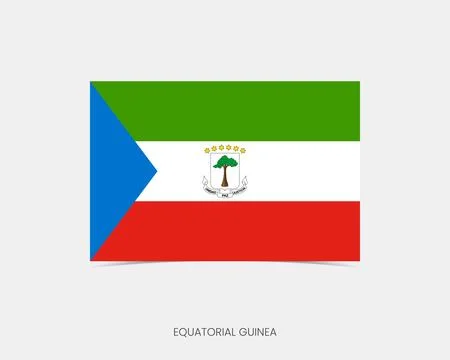 Equatorial Guinea Rectangle flag icon with shadow. Stock Illustration