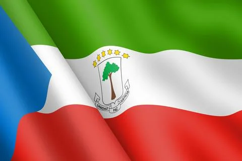 Equatorial Guinea waving flag 3d illustration Stock Illustration