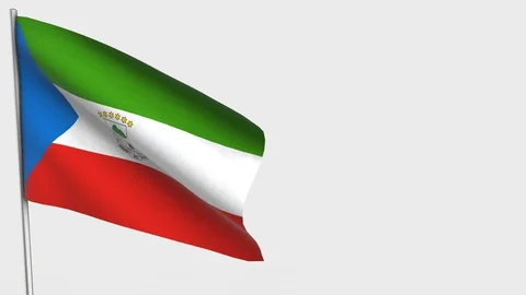 Equatorial Guinea waving flag animation on Flagpole. Stock Footage 115600052