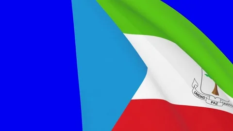 Equatorial Guinea waving flag transition 4k and 1080 HD footage over blue screen Stock Footage 167596731
