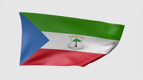Equatorial Guinea Waving Flag Transparent Alpha Stock Footage 274431603