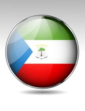 Equatorial guineat flag button Stock Illustration