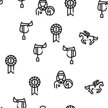 Equestrian Animal Seamless Pattern Vector Stock Illustration