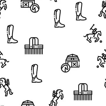Equestrian Animal Seamless Pattern Vector Stock Illustration