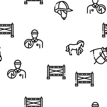 Equestrian Animal Seamless Pattern Vector Stock Illustration