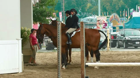 Equestrian Competitors Talking at The Big E Fair, September 2013 Stock Footage 29664300