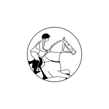 Equestrian eventing vector line circle Icon Stock Illustration