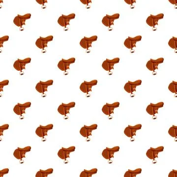 Equestrian horse saddle pattern repeat seamless background Stock Illustration