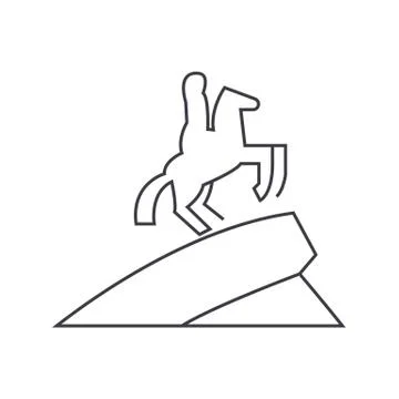 Equestrian horse statue vector line icon, sign, illustration on white backgro Stock Illustration