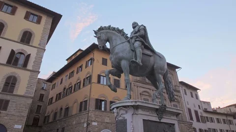 Equestrian Monument of Cosimo I, Piazza della Signoria, Florence, Italy Stock Footage 76034812