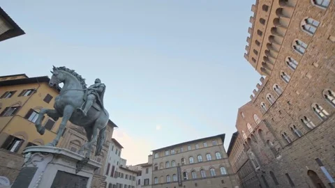 Equestrian Monument of Cosimo I, Piazza della Signoria, Florence, Italy Video stock 76034838