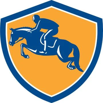 Equestrian show jumping side shield retro Stock Illustration