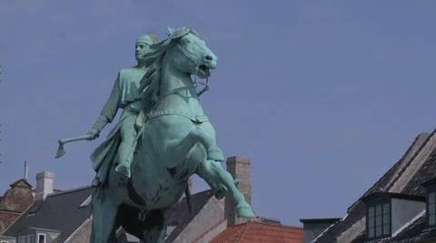 Equestrian Statue Of Bishop Absalon Stock Footage 37089428
