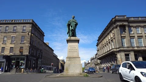 Equestrian Statue Of British King George IV in Edinburgh, Scotland Stock Footage 121083599