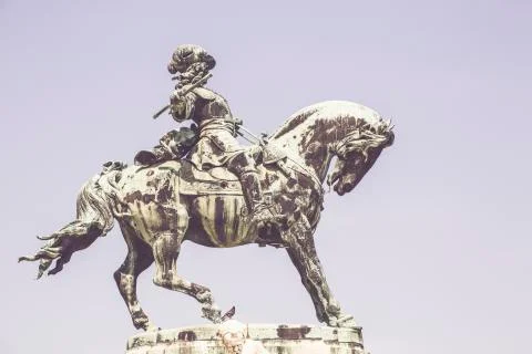 Equestrian statue in Budapest Foto stock