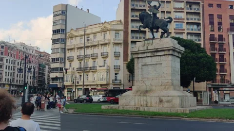 Equestrian Statue of El Cid - Valencia - Spain Stock Footage 346786476