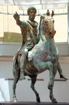 The equestrian statue of Marcus Aurelius an iconic ancient Roman sculpture Stock Photos
