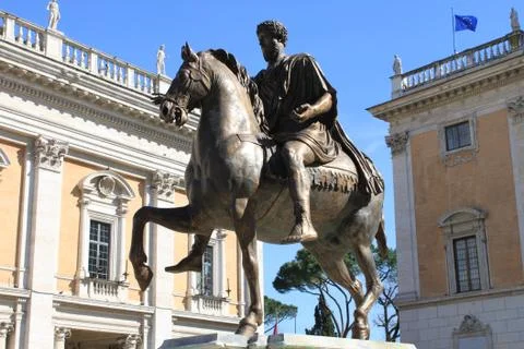 Equestrian Statue of Marcus Aurelius Stock Photos