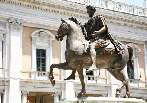 The equestrian statue of marcus aurelius in rome, italy Foto stock