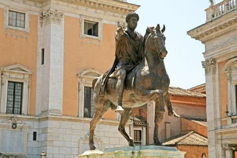 The equestrian statue of marcus aurelius. rome, italy Stock Photos