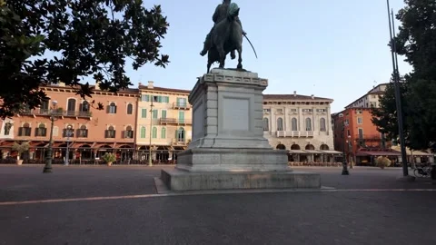Equestrian statue of Victor Emmanuel II in Piazza Bra, Verona, Italy Stock Footage 346152686