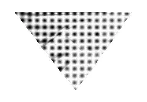 Equilateral triangle shape with stylized halftone dot gradient texture. Stockillustratie