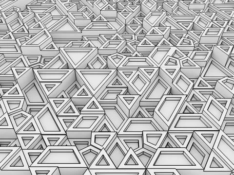 Equilateral triangles - white abstract background Foto stock