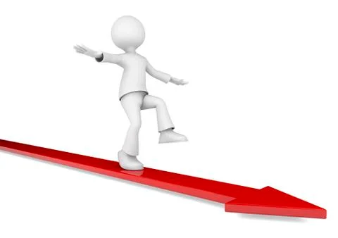 Equilibrist walking in red arrow Stock Illustration