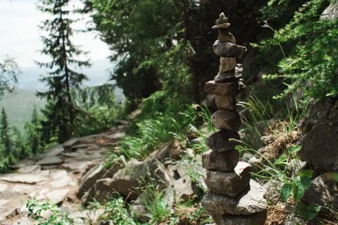 Equilibrium form small rocks - Harmony in nature made by human. Stock Photos